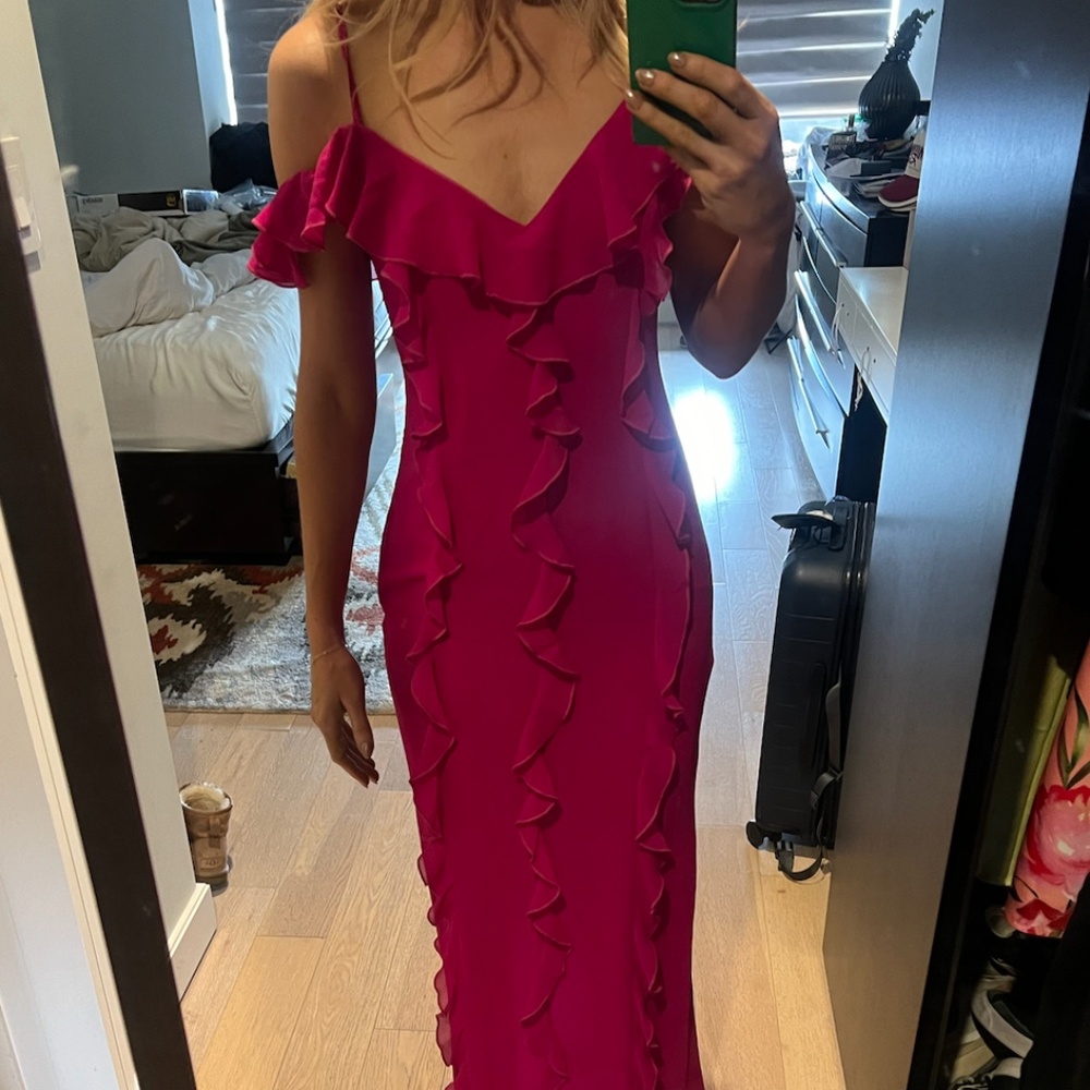 Pink Maxi Dress with Ruffles